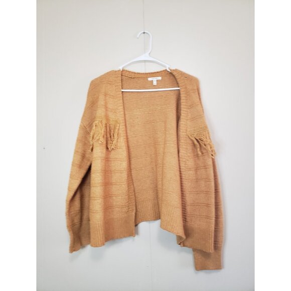 Maurices Sweaters - Maurices Women M Cardigan Sweater Fringe Yellow Gold Open Front Office Career